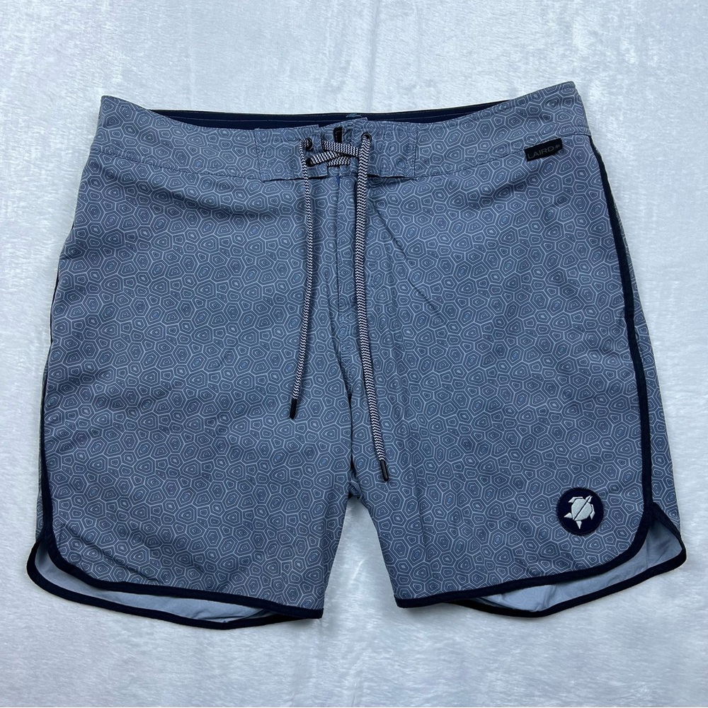 Men's Blue Patterned Drawstring Swim Shorts
